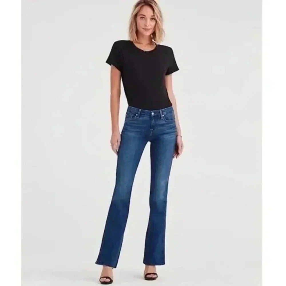 7 For All Mankind Dark Wash A Pocket Flare Leg Jeans 29 - Picture 1 of 6